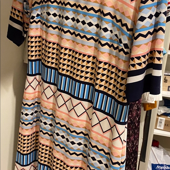 Eliza J Geo pattern dress size 10.  Peach and blue - Picture 2 of 7
